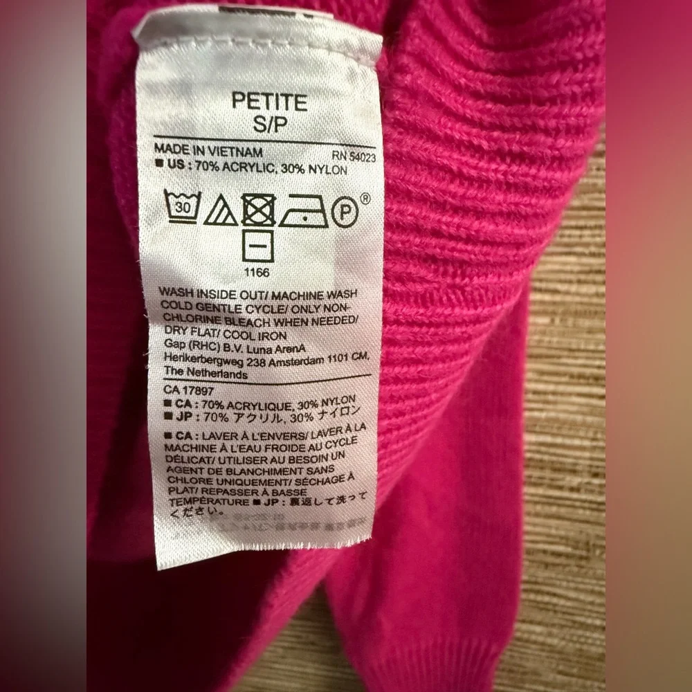 Banana Republic Crew Neck Sweater  Pullover Pink Fuchsia Pink Size Small Petite - Picture 7 of 7